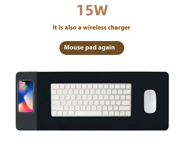 15W Magnetic Wireless Charging Mouse Pad, Double-layer PU Leather, Integrated Magnetic Combo
