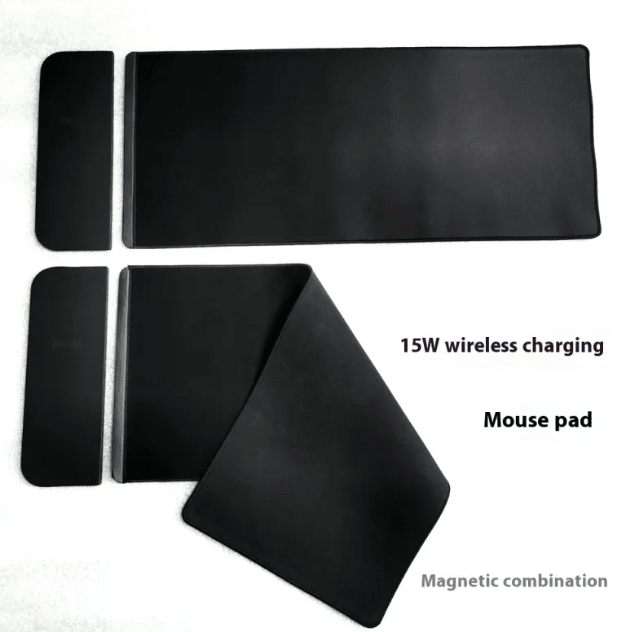 15W Magnetic Wireless Charging Mouse Pad, Double-layer PU Leather, Integrated Magnetic Combo