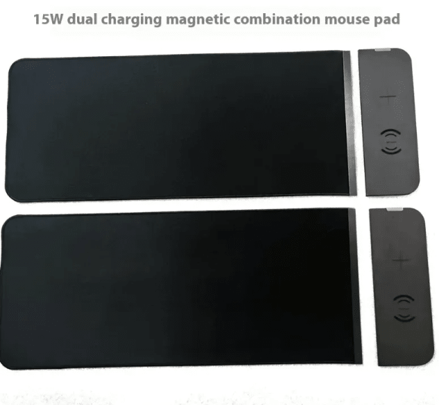 15W Magnetic Wireless Charging Mouse Pad, Double-layer PU Leather, Integrated Magnetic Combo