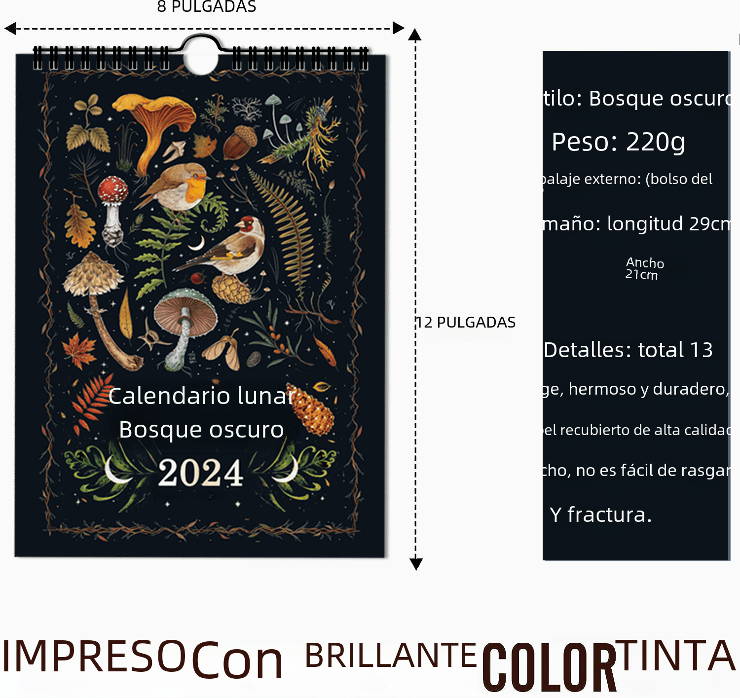 Dark Forest Lunar Calendar 2024 Wall Calendar