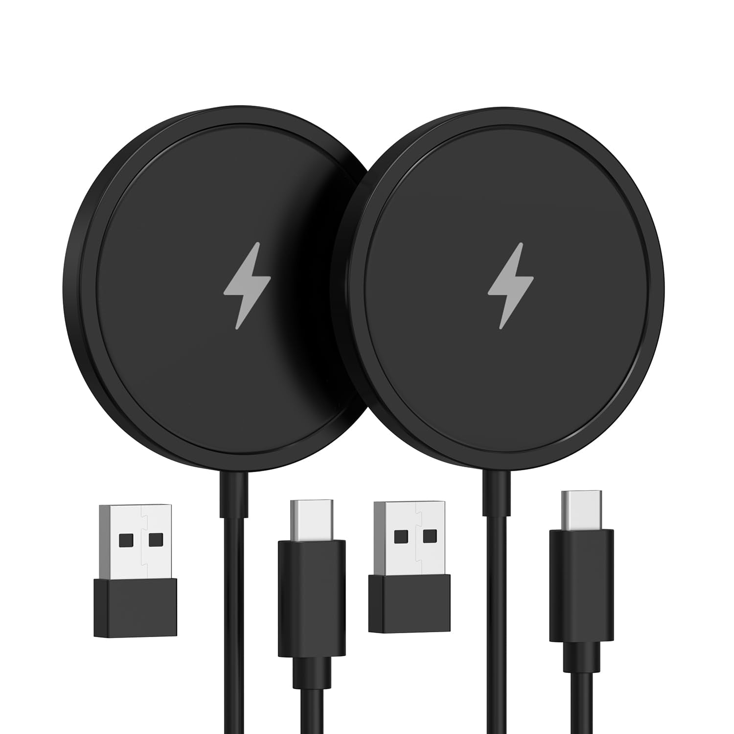 Magnetic Wireless Charger for iPhone 15W Fast Mag Safe Charger 2 Pack Charging Pad Compatible with iPhone 15/14/13/12 Series and AirPods 3/2/Pro 2/Pro Black