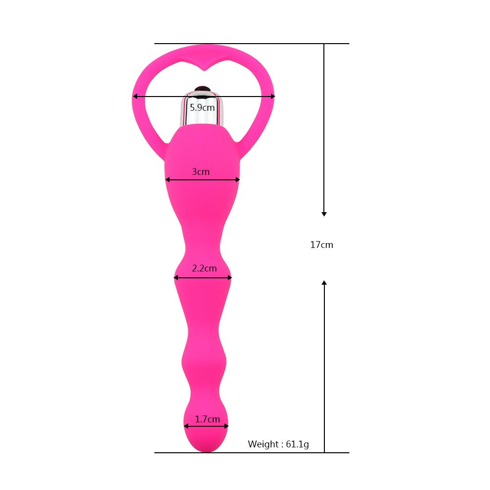 Vibrating Silicone Anal Plug with Beads for Massage